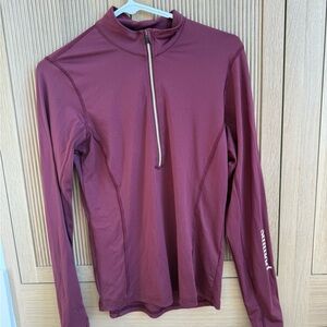 PommeQuarter-Zip Long Sleeve Top in Burgundy